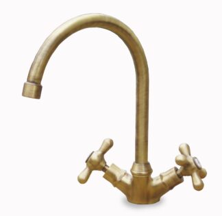 rubinetto curvo rustico in ottone spazzolato per acqua calda e fredda, cod. 03RCRCF