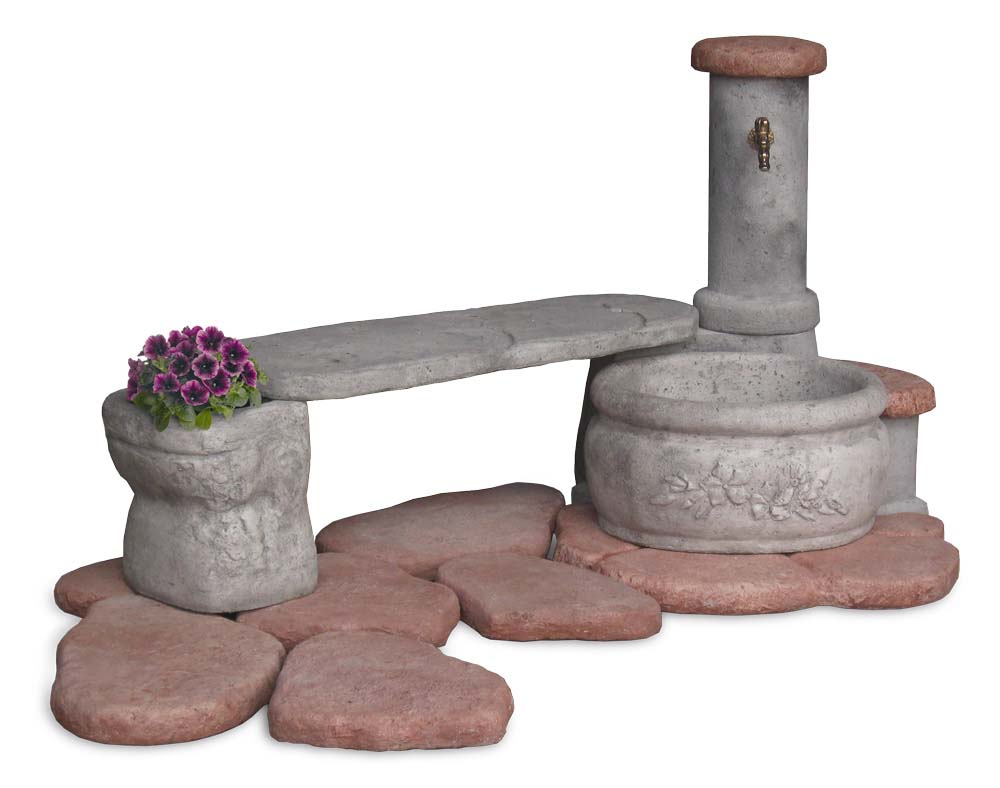 fontana azalea con panchina col. antichizzato, cod. 03FAZPAT