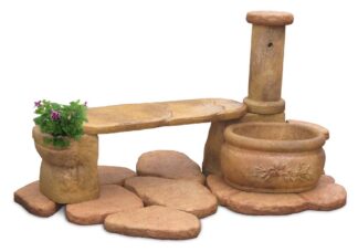 fontana azalea con panchina col. old stone, cod. 03FAZPOS