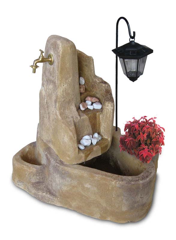 fontana Piave con gioco d'acqua e lanterna col. old stone, cod. 13FPILOS