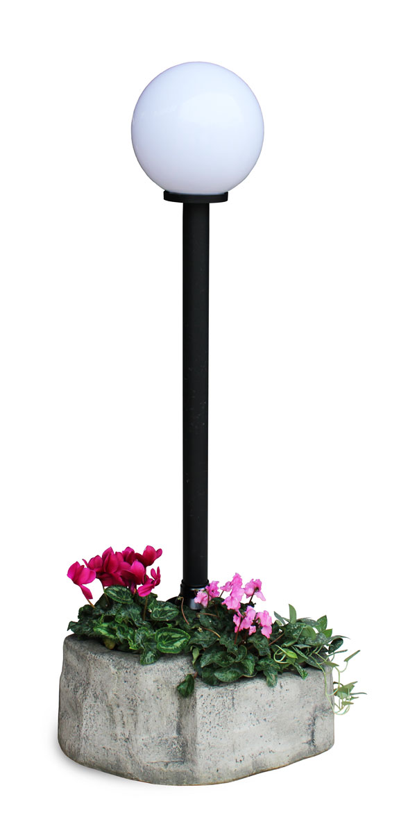 lampione da giardino con base grande in finta roccia col. antichizzato, cod. 11PLGATL