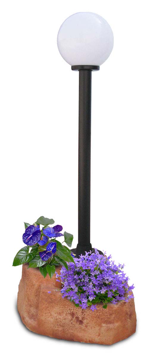 lampione da giardino con base grande in finta roccia col. mattone, cod. 11PLGML