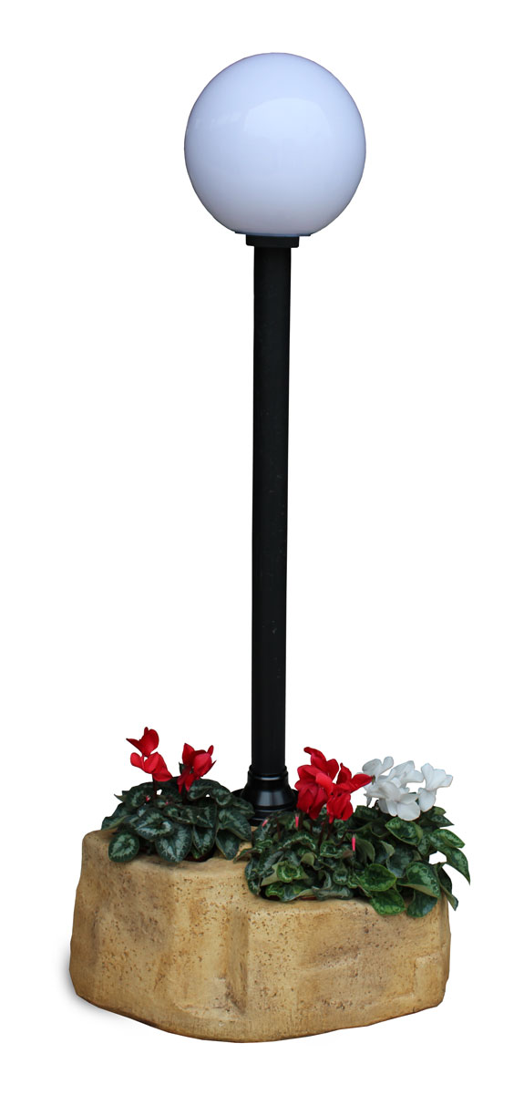 lampione da giardino con base grande in finta roccia col. old stone, cod. 11PLGOSL