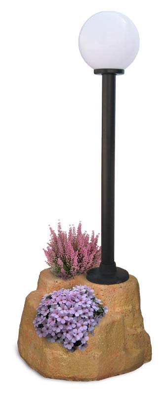 lampione da giardino con base grande in finta roccia col. pietre del borgo, cod. 11PLGPL